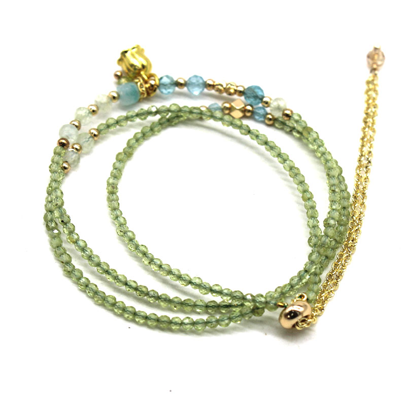 橄榄石项链手链两用郁金香吊坠