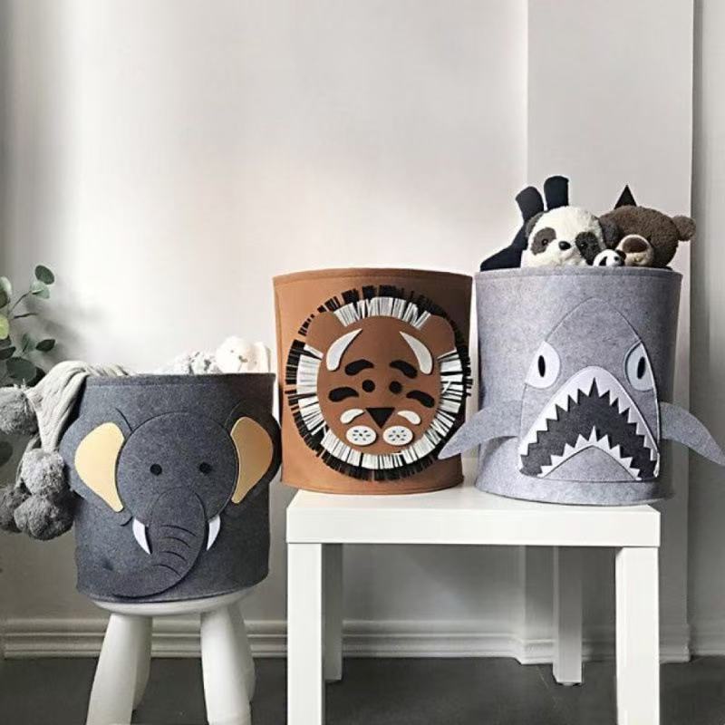 Wholesale infant and toddler hedgehog felt storage buckets, household dirty clothes baskets, large-capacity foldable sundries baskets, cartoon Item Picture