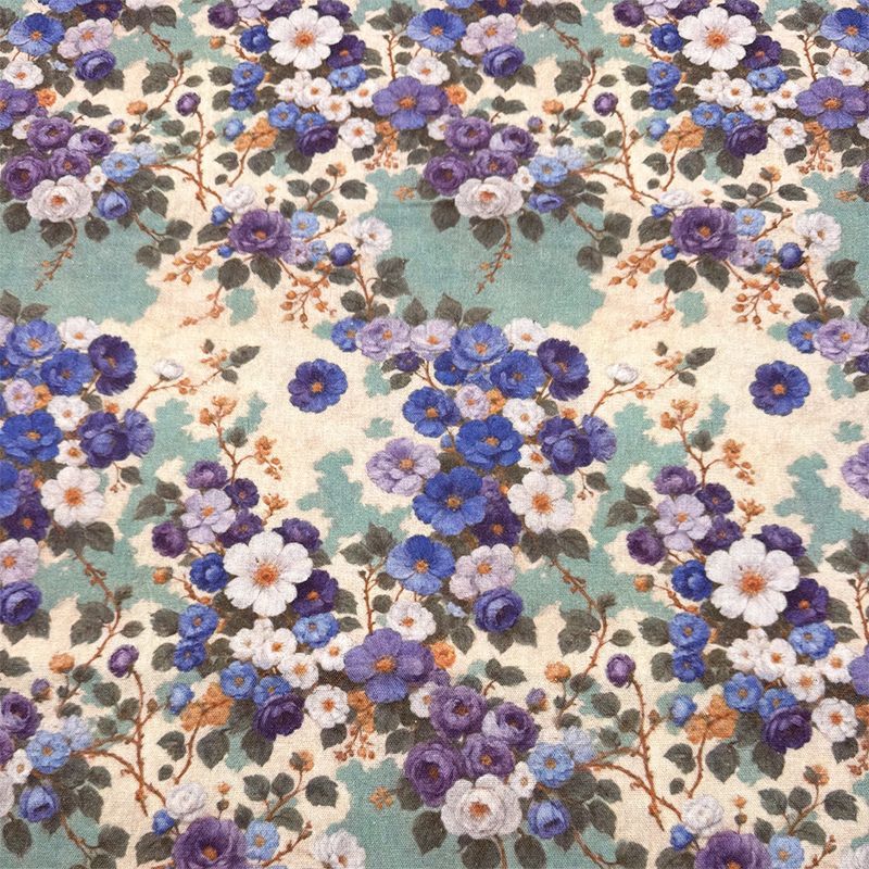 花卉繁花系列印花布加密棉麻布料装饰diy手工布头包书布桌布面料细节图