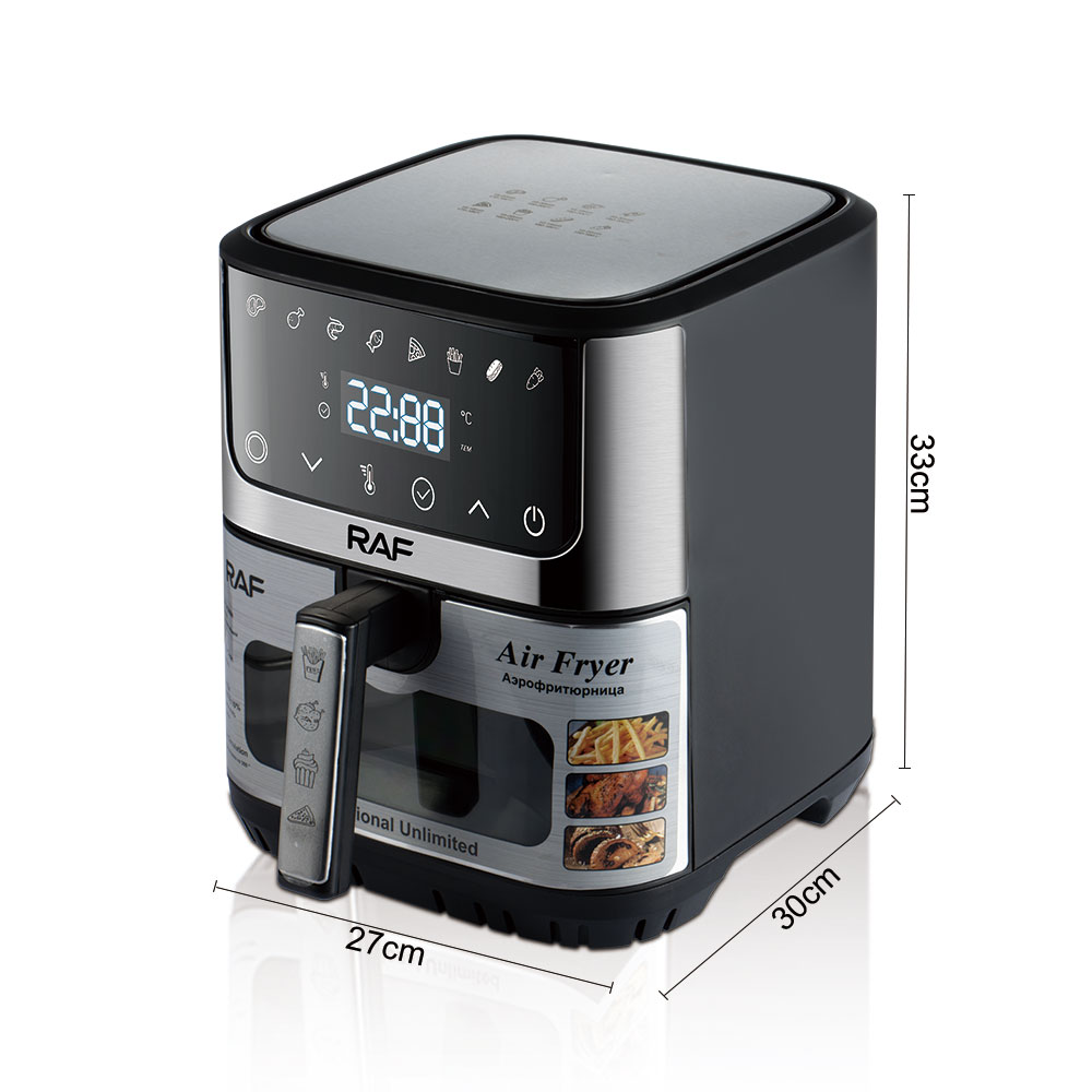 RAF European and American standard cross-border air fryer, large capacity, multi-functional, smart home digital display electric fryer, 6.5L, smokeless, R.5350 Item Picture