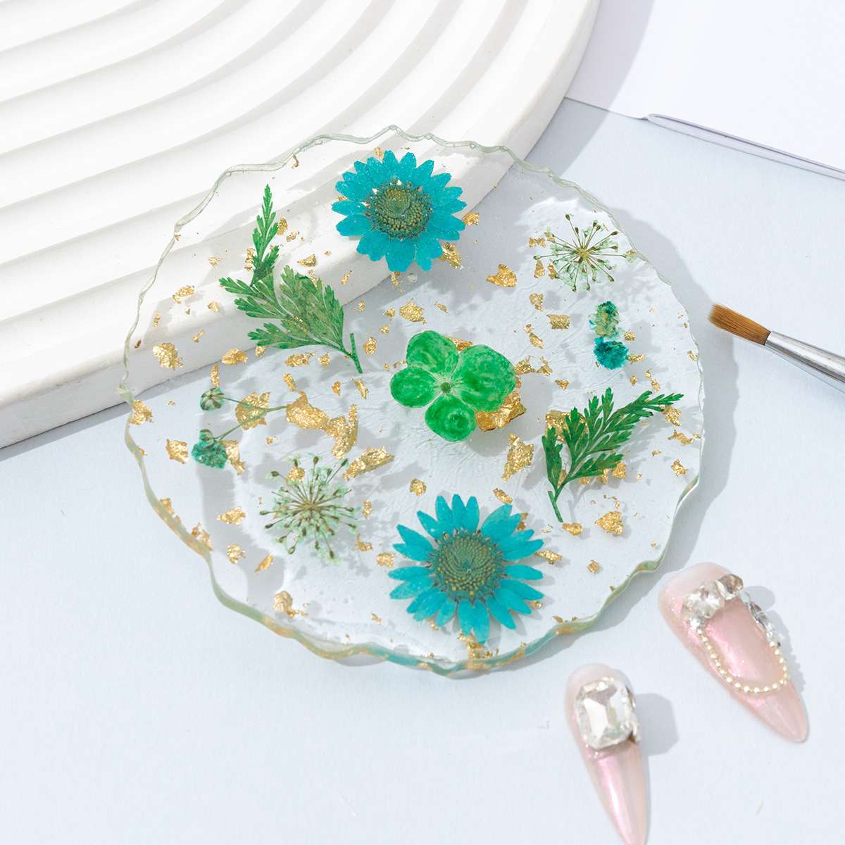 Dried flower series, gold foil series, nail art color palette, nail art display board, color matching display, resin nail art color matching detail image 5