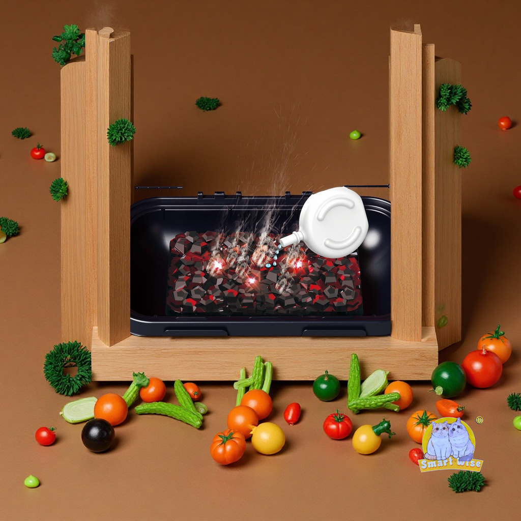 The new children's barbecue grill simulates a role-playing toy, a girl's kitchen, a kitchen spray, water washing, vegetables, and a barbecue grill with fun interaction Specification image