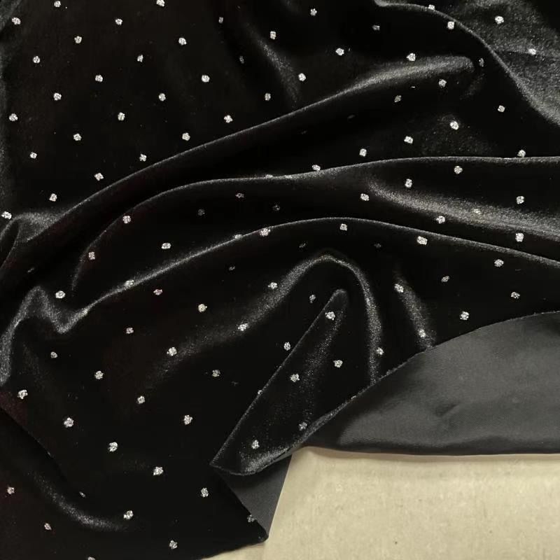 High-end Korean velvet embossed diamond fabric, diamond-encrusted fabric, elastic drape dress, formal dress, ethnic style cheongsam fabric