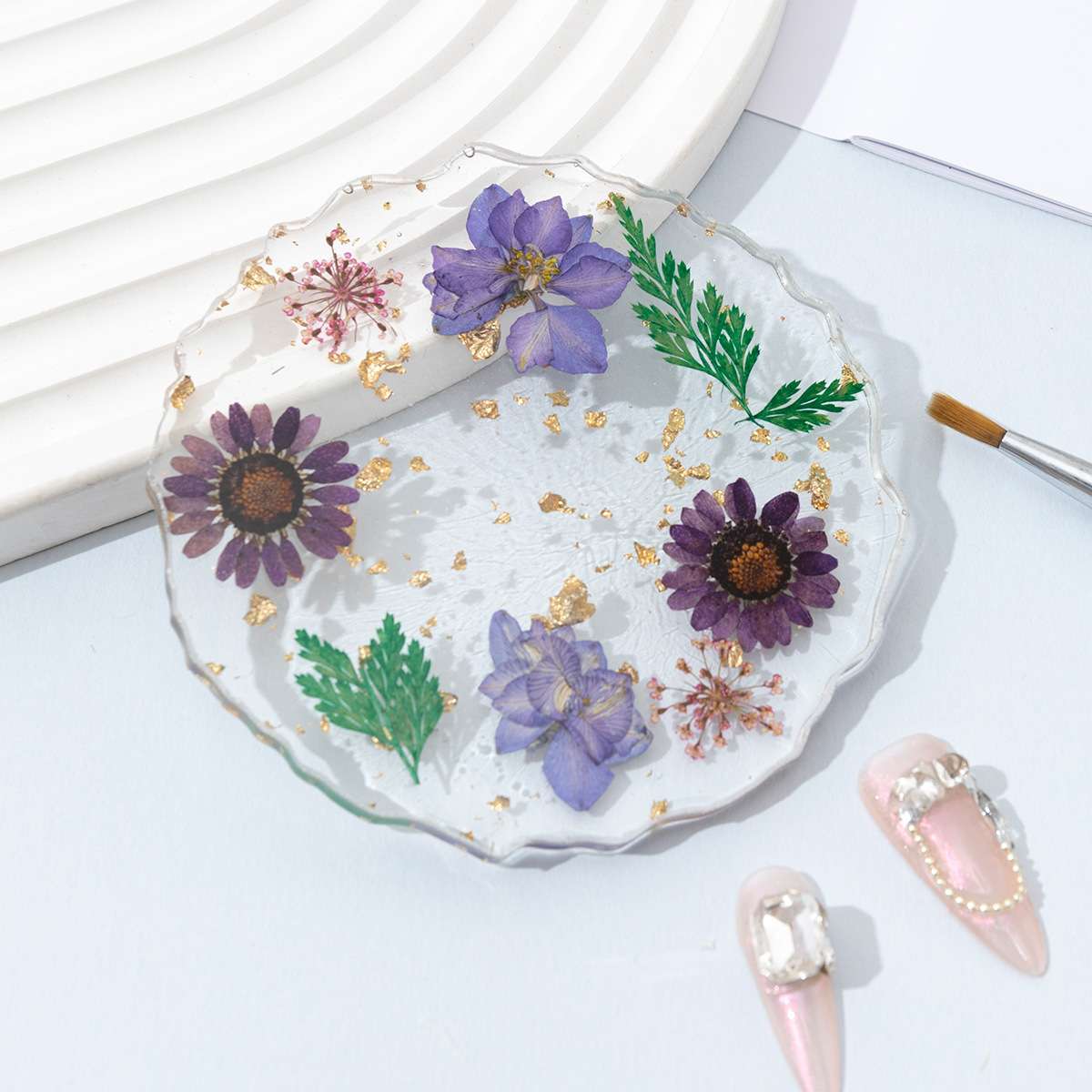 Dried flower series, gold foil series, nail art color palette, nail art display board, color matching display, resin nail art color matching detail image 2