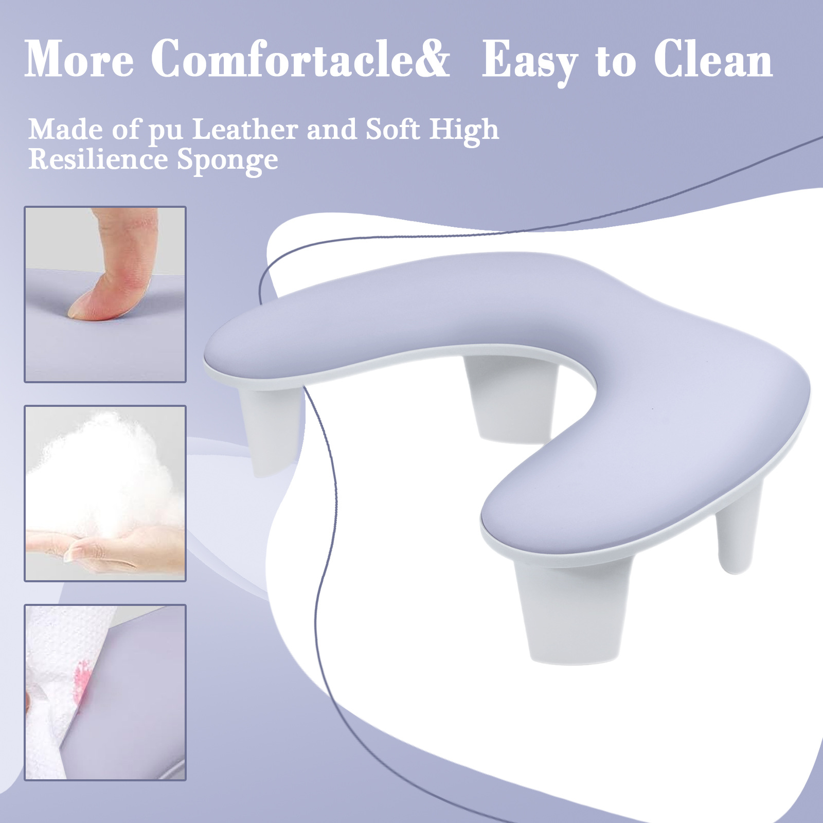 Russian-style nail art U-shaped hand pillow, portable detachable stand, inclined design, PU surface, comfortable nail art tool