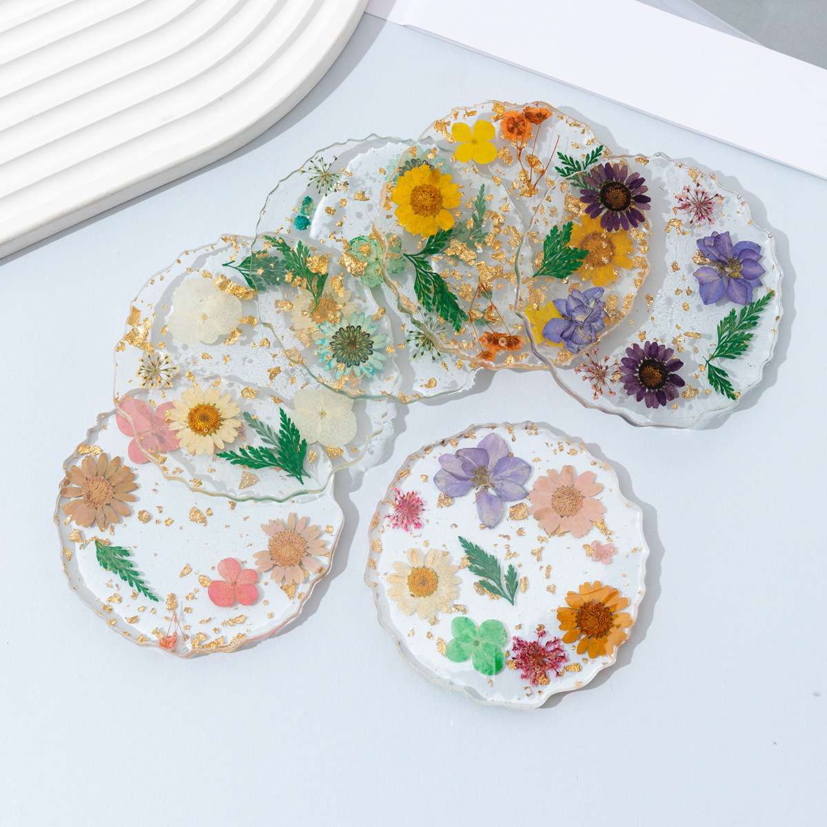 Dried flower series, gold foil series, nail art color palette, nail art display board, color matching display, resin nail art color matching details Picture