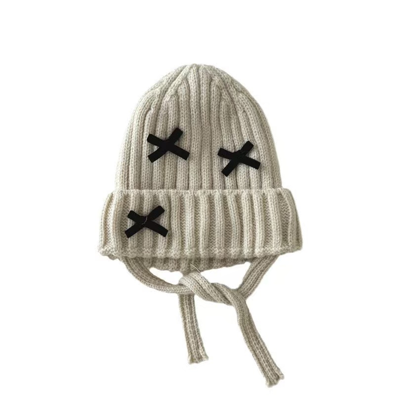 New autumn and winter baby khaki woolen hats, knitted hats, children's hats, warm hats for girls and boys, ear-protecting hats for toddlers, and cold hats Item Picture