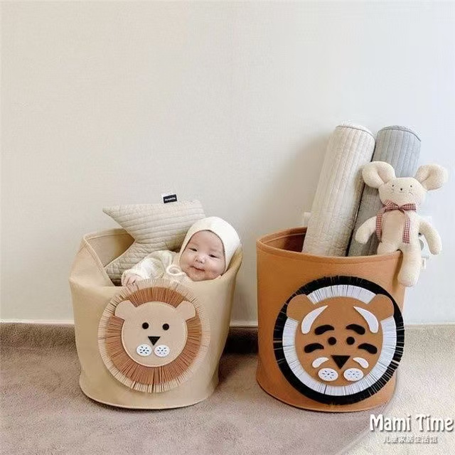 Wholesale infant and toddler hedgehog felt storage buckets, household dirty clothes baskets, large-capacity foldable sundries baskets, cartoon pic 8