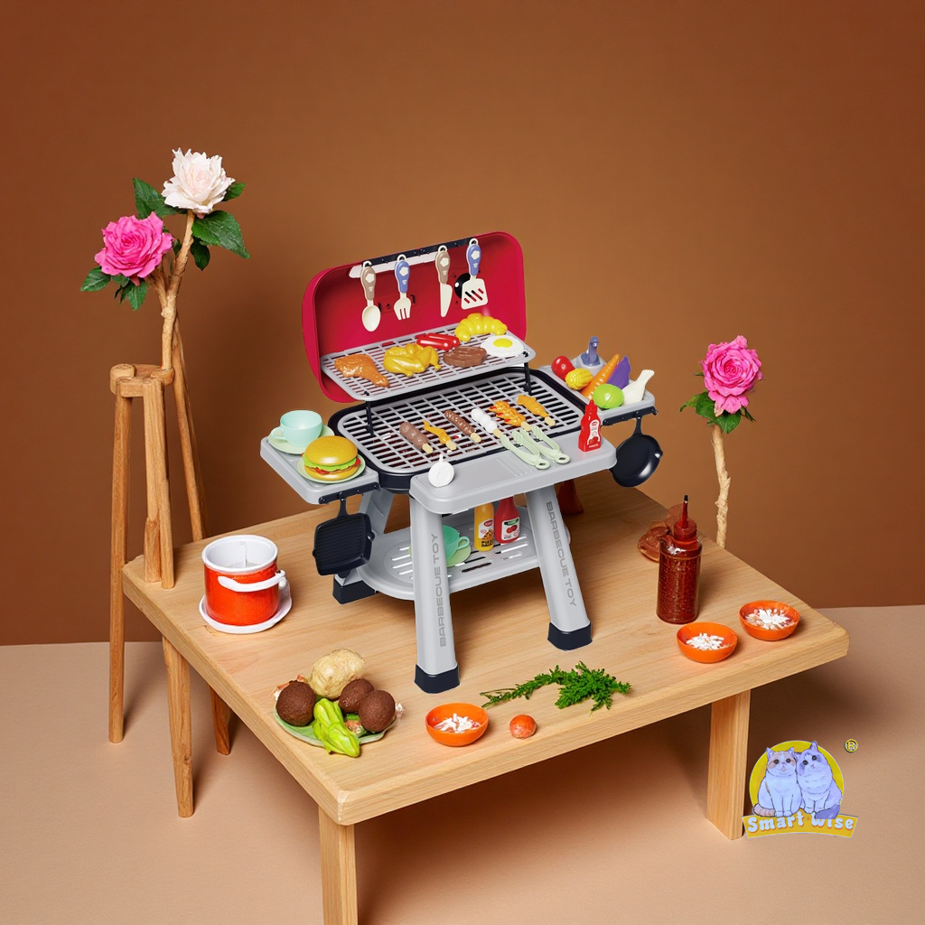The new children's barbecue grill simulates a role-playing toy, a girl's kitchen, a kitchen spray, water washing, vegetables, and a barbecue grill with fun interaction Item Picture