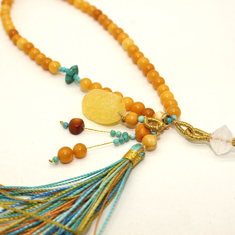 蜜蜡手机链 松石蜜蜡南红手机链