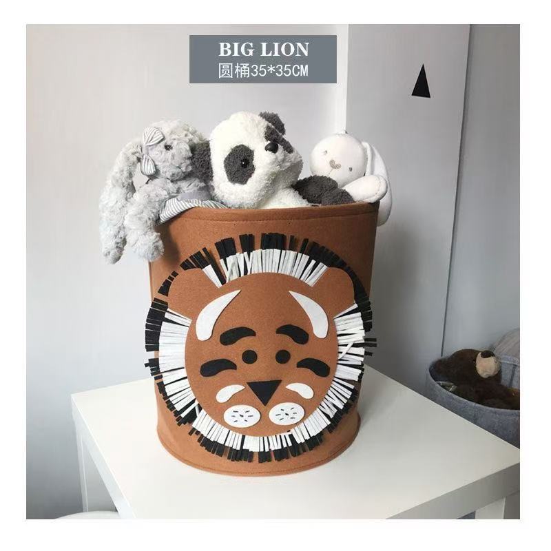 Wholesale infant and toddler animal felt storage buckets, household dirty clothes baskets, large-capacity foldable sundries baskets, cartoon