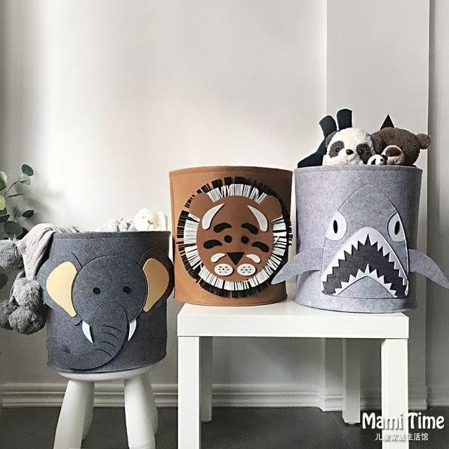 Wholesale infant and toddler animal felt storage buckets, household dirty clothes baskets, large-capacity foldable sundries baskets, cartoon pic 7