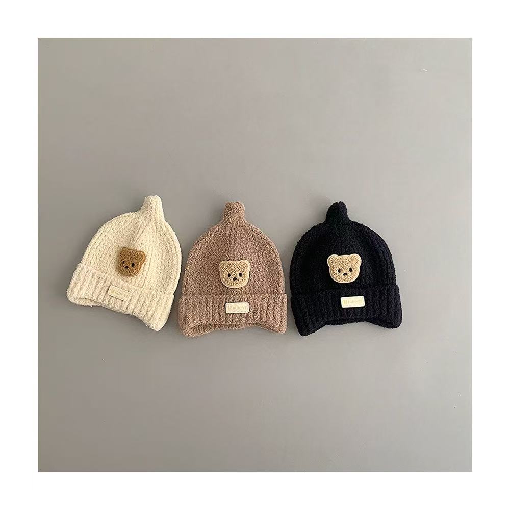 Cold-proof and warm thickened ear-protecting hats for newborns and children, hooded hats, autumn and winter baby hats, baby hats, woolen hats, knitted hats details Picture