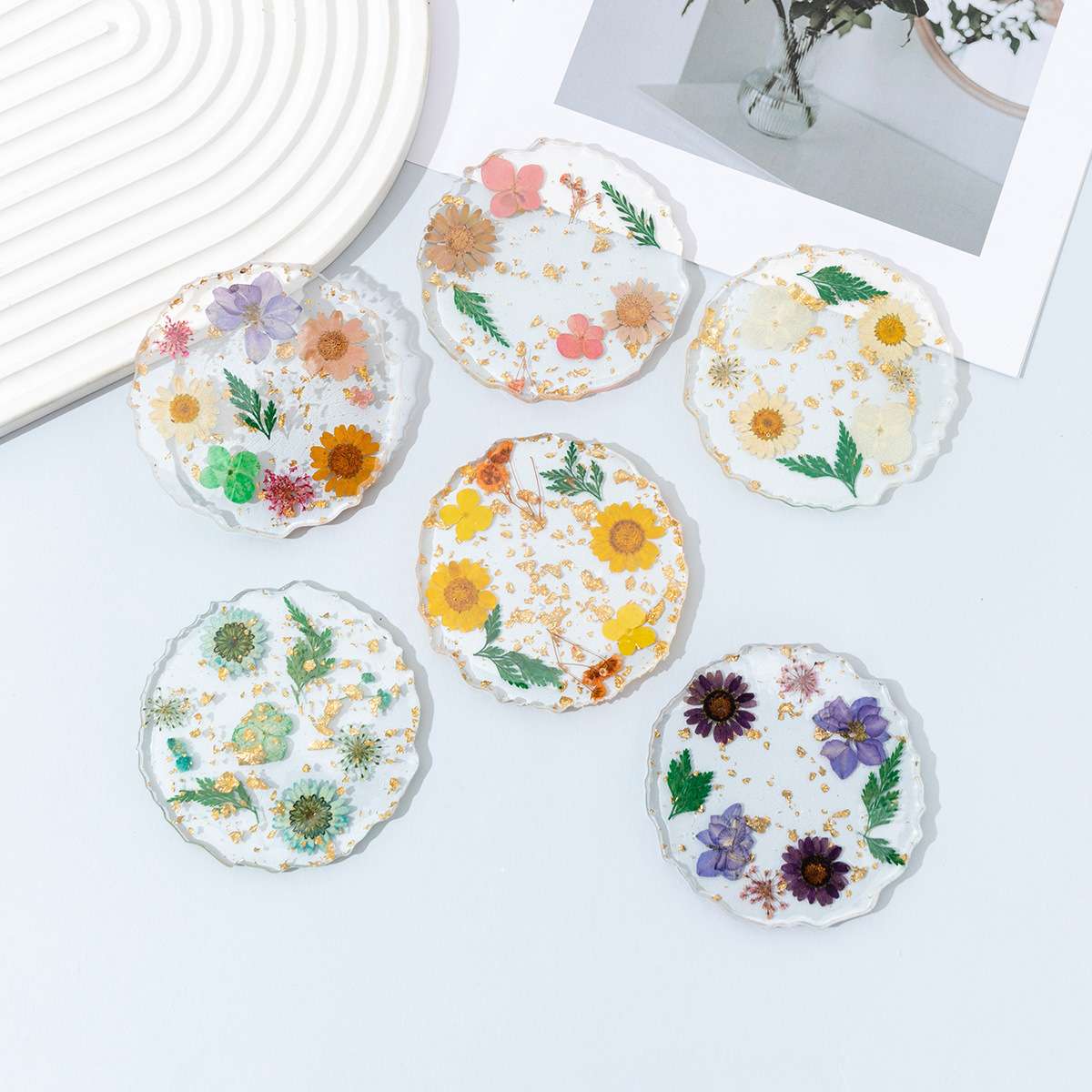 Dried flower series, gold foil series, nail art color palette, nail art display board, color matching display, resin nail art color matching Specification image