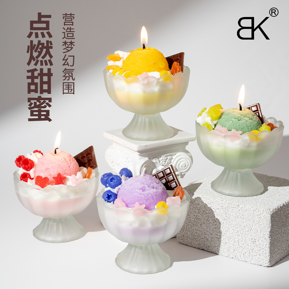 Fruit Ice Cream, Creative And Exquisite Shape, Yogurt Cup, Soy Wax, Birthday Gift, Souvenir, Scented Candle, Scented Candle, Scented Soy Wax Specification drawing