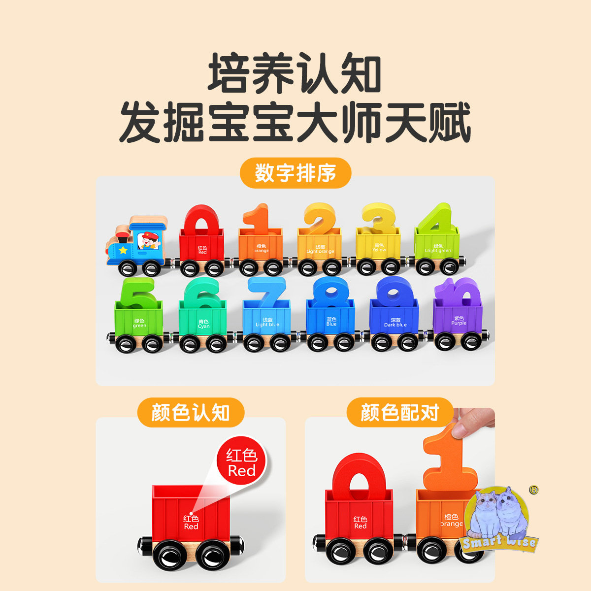 磁性数字小火车玩具儿童益智磁力磁吸积木拼装宝宝早教1-2岁3男孩细节图