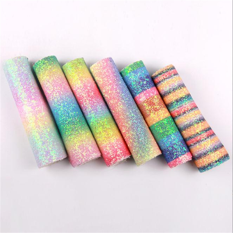 Wholesale rainbow gradient pu leather, golden lion artificial leather, suitable for luggage, shoe materials and decorative leather Item Picture