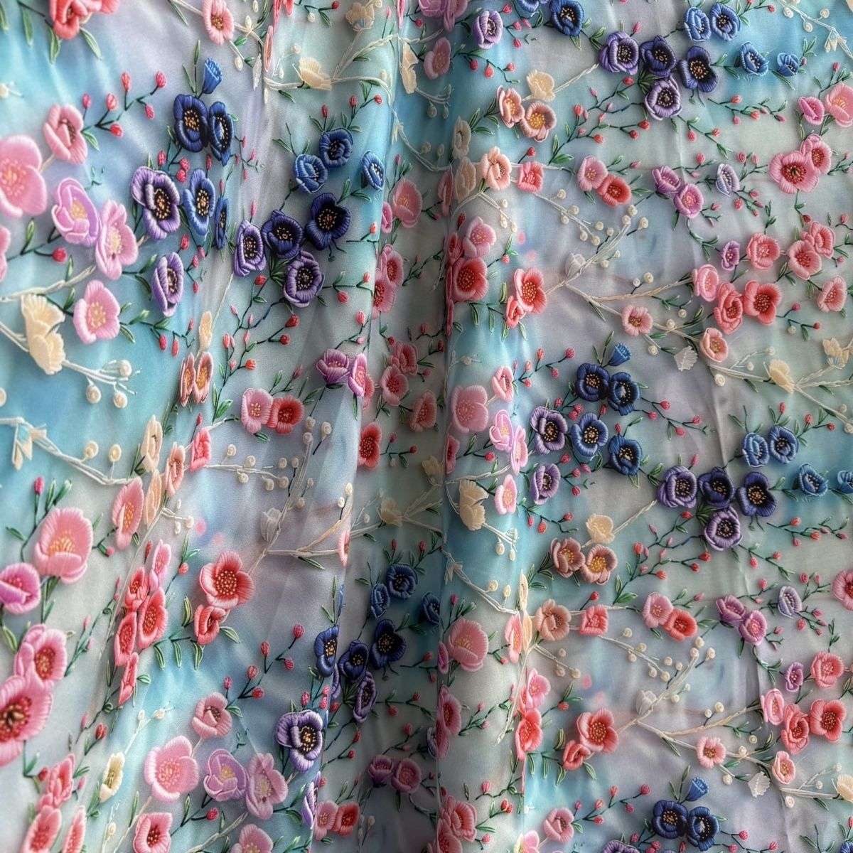 Seven-color fragrant cloud section three-dimensional digital printing Gongsatin cotton silk soft pajamas cheongsam dress artificial cotton fabric Item Picture