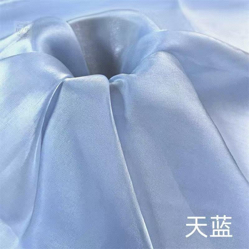 百合缎颜色百合段小清风欧根纱现货童装女装汉服面料结婚庆布景图