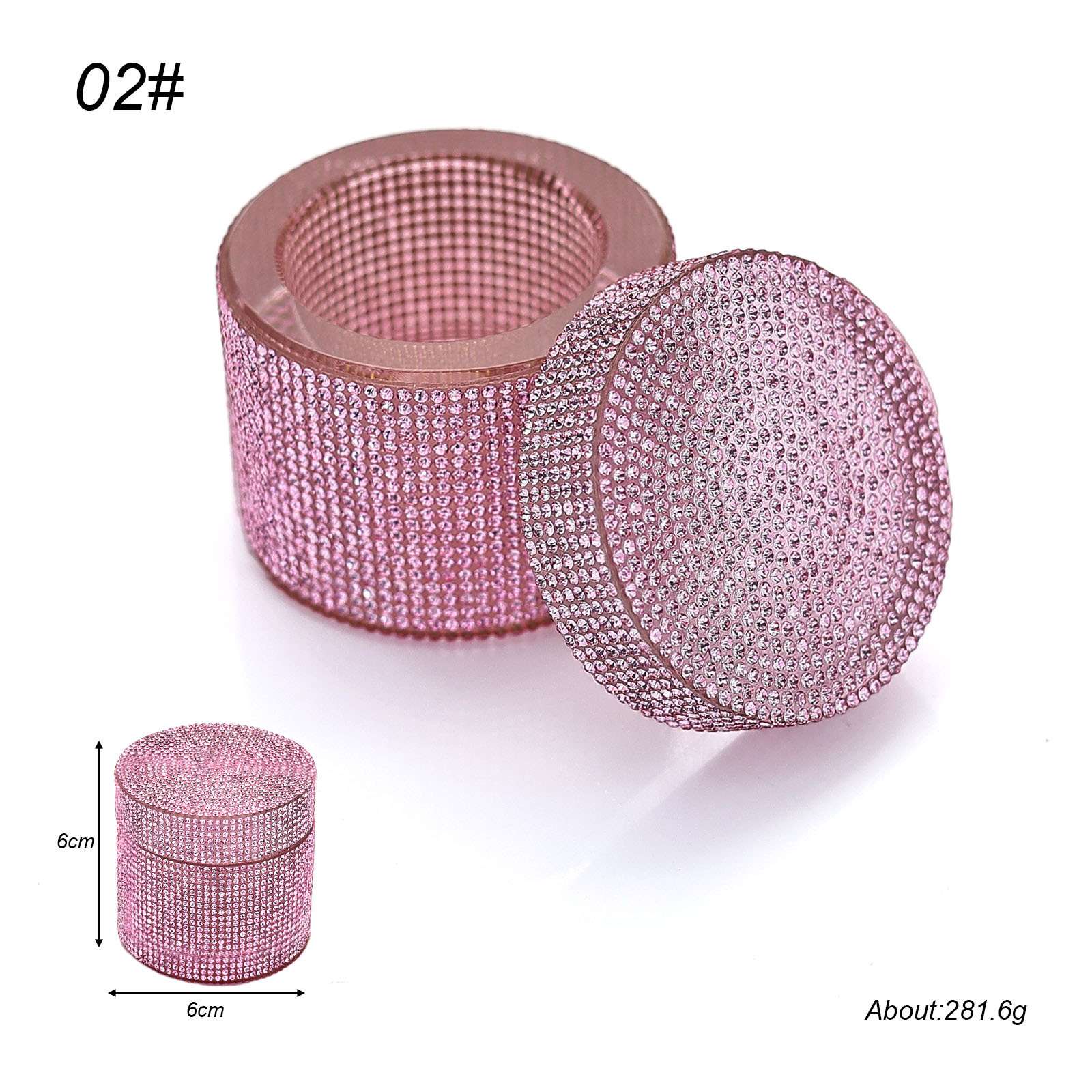Nail art crystal cup, high-end pen cleaning cup, square transparent glass cleaning container full of diamonds, covered cup, jewelry cup details Picture