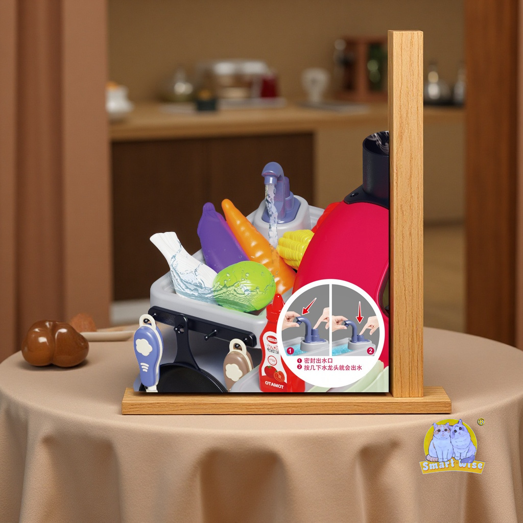 The new children's barbecue grill simulates a role-playing toy, a girl's kitchen, a kitchen spray, water washing, vegetables, and a barbecue grill with fun interaction Application Scenario