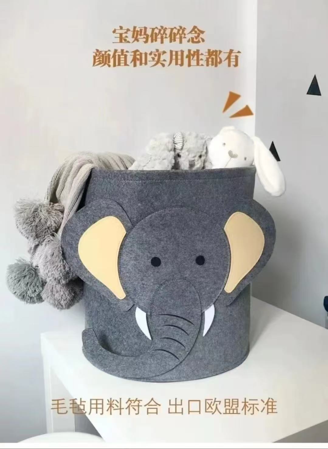 Wholesale infant and toddler hedgehog felt storage buckets, household dirty clothes baskets, large-capacity foldable sundries baskets, cartoon pic 3