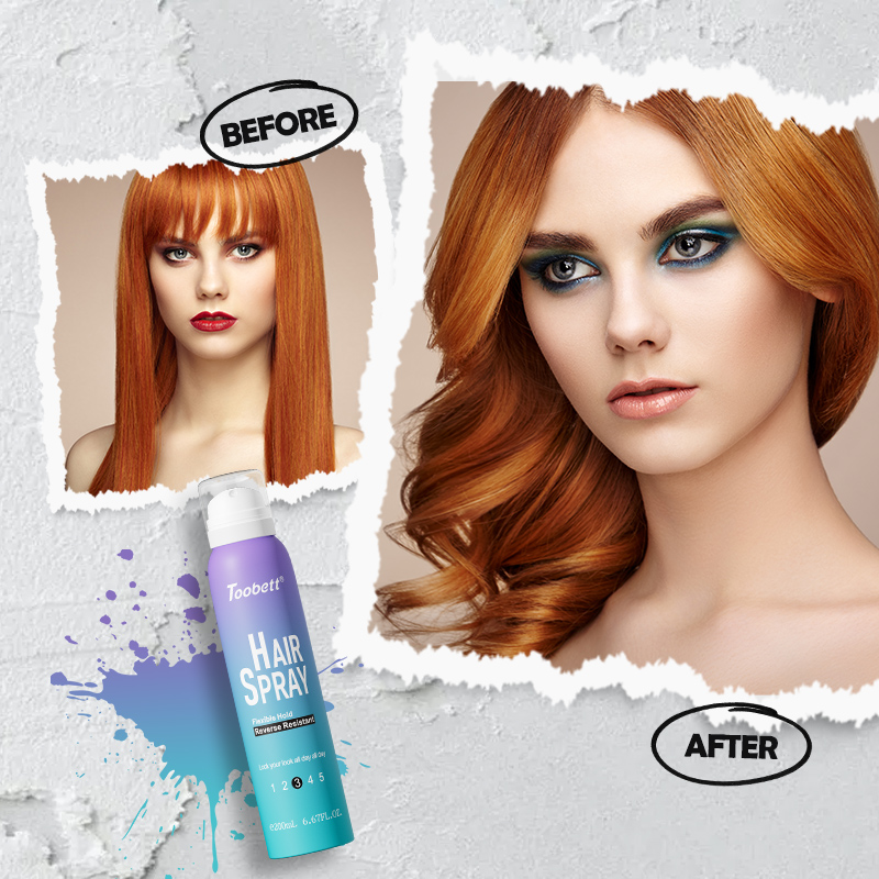 Spray para el cabello Flexible Hold gel spray fuerza media ajuste rápido no rígido gel de peinado agua fragancia gel seco Application Scenario