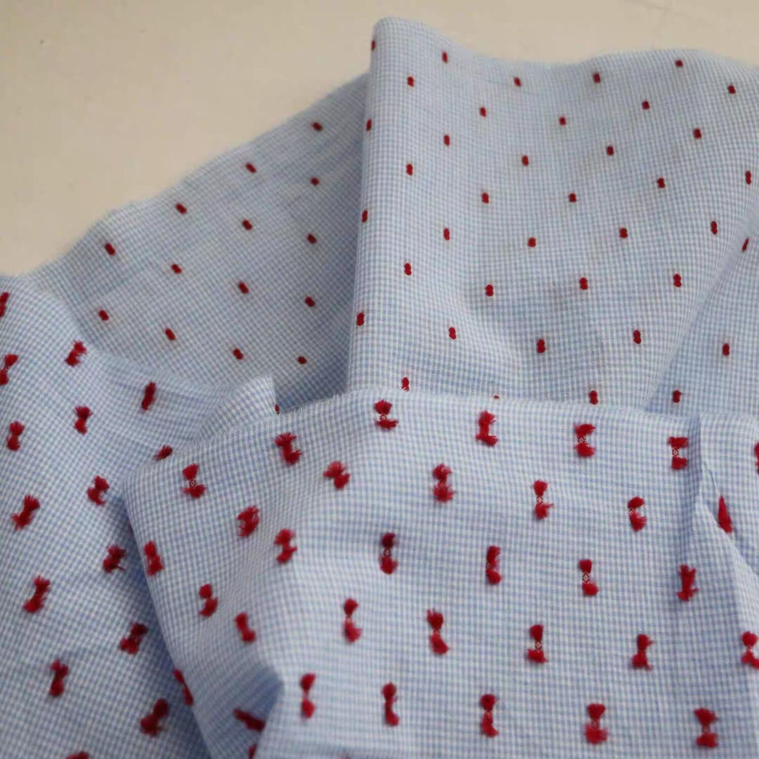 ins Korean classic blue and white checkered, black and white checkered woven cotton fabric, double-sided polka dot cut fabric for clothing details Picture