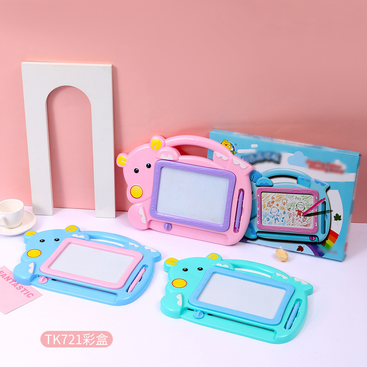 Hippopotamus drawing and writing board, wholesale of children's magnetic drawing boards, abacus geometric stamps, graffiti boards, magnetic writing boards, and educational toy manufacturers Specification image