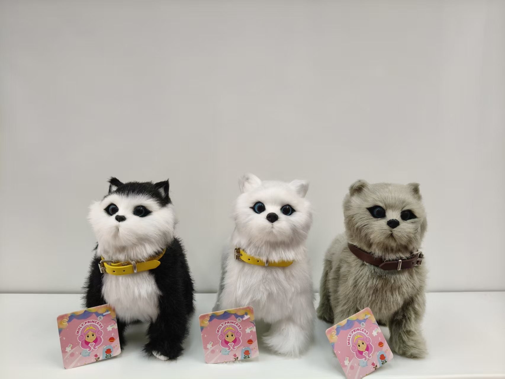 New best-selling holiday gift for the cat and dog series of electric plush toys with touch cat (leather strap) details Picture