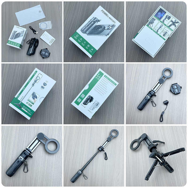 Cross-border P15C magnetic selfie stick, anti-shake and retractable mini mobile phone selfie stick, portable travel photo stand details Picture