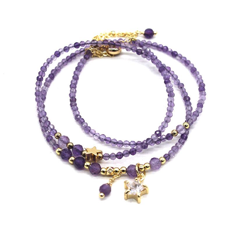 紫水晶天然石手链项链两用