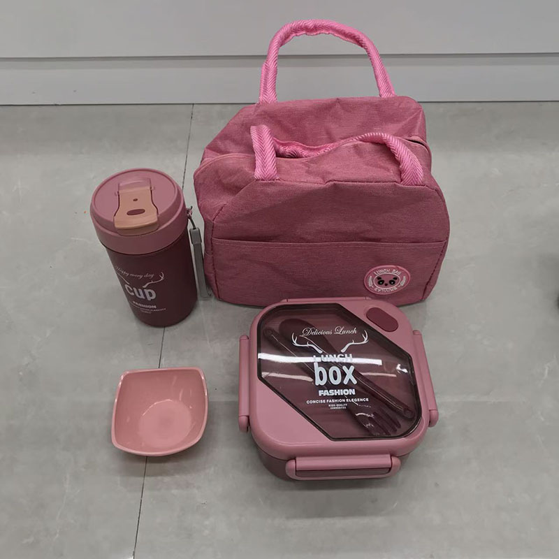 多种颜色便携餐盒套装 带餐具水杯保温袋 学生上班族便当盒分隔保鲜盒详情3
