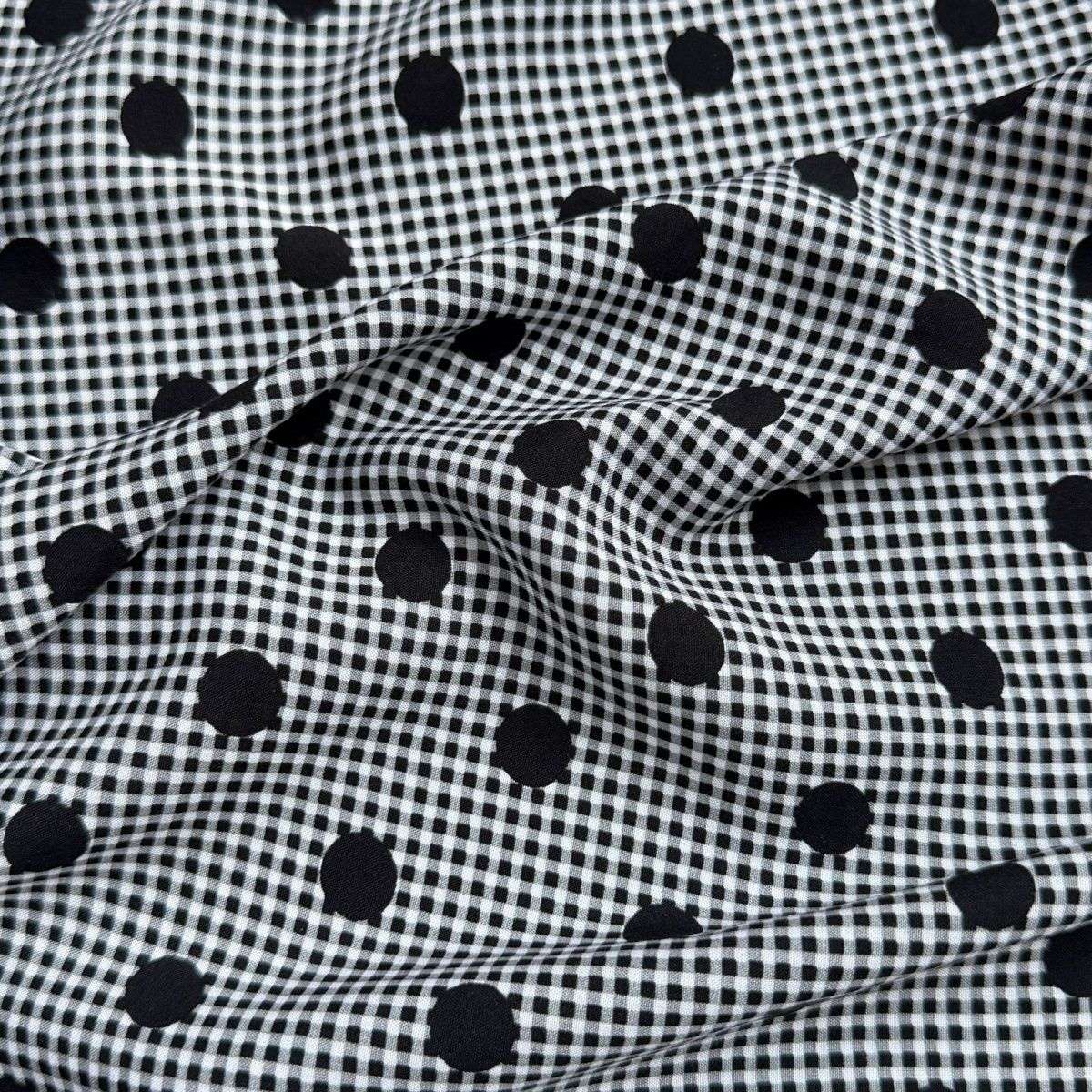 【 Checkered polka dots 】 Plant cotton, Sanrisse, kapok, artificial cotton, printed fabric, shirt and dress fabric details Picture