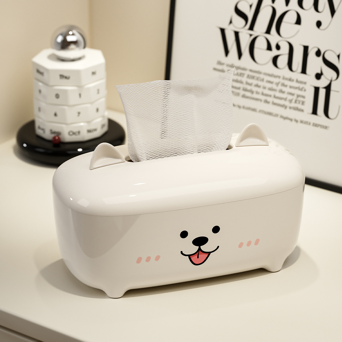 J192-JLG2503501 Desktop tissue box, tissue storage box, cartoon animal tissue box, dust-proof and water-proof details Picture