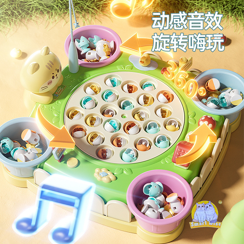 儿童益智早教电动磁性小猫钓鱼宝宝多功能音乐互动过家家玩具产品图