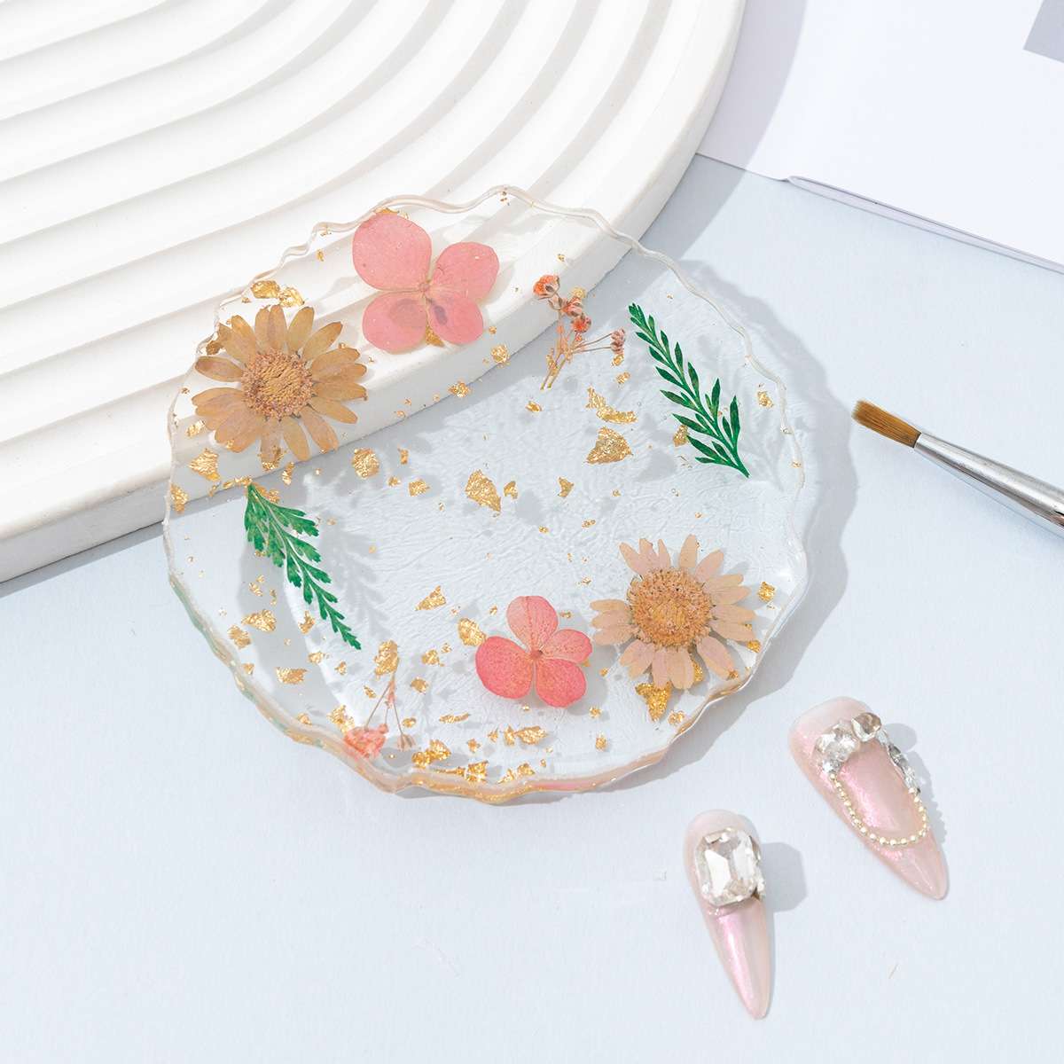 Dried flower series, gold foil series, nail art color palette, nail art display board, color matching display, resin nail art color matching detail image 4