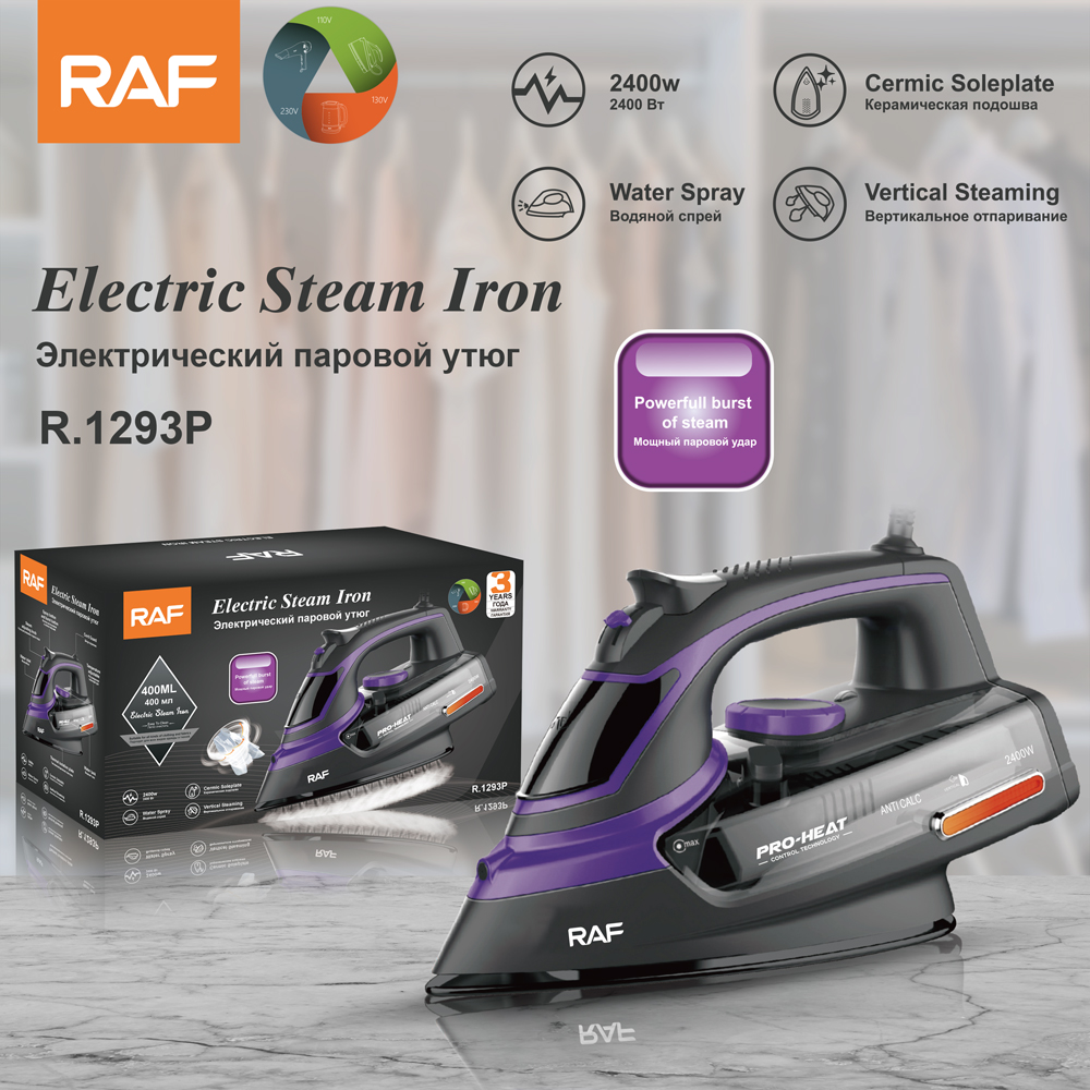 European standard household handheld steam iron, high-power dry and wet dual-purpose electric iron 2400W details Picture