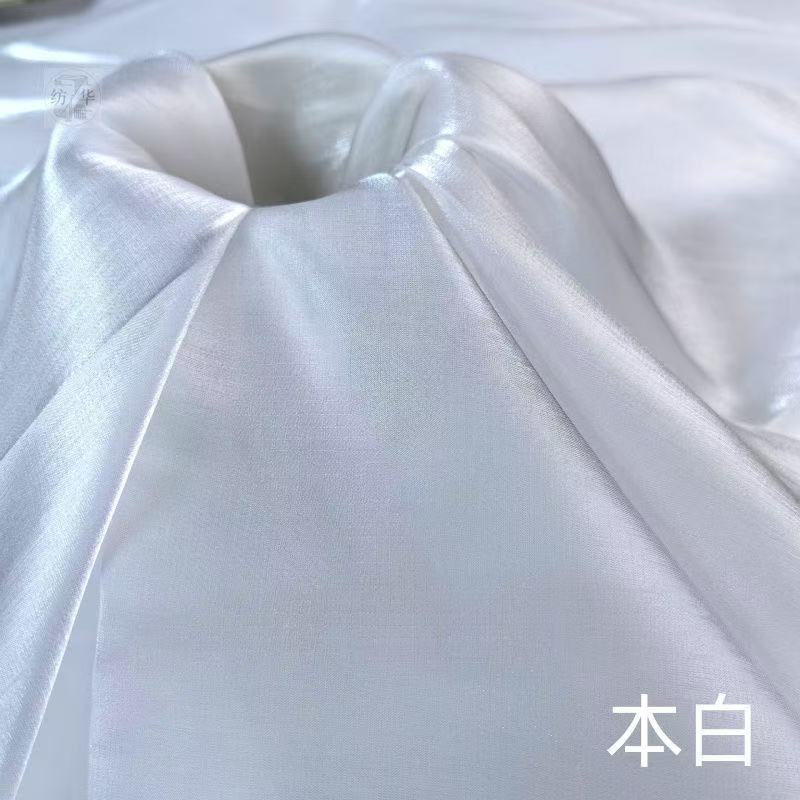 百合缎颜色百合段小清风欧根纱现货童装女装汉服面料结婚庆布景白底实物图