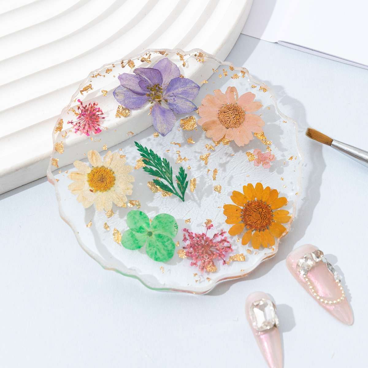 Dried flower series, gold foil series, nail art color palette, nail art display board, color matching display, resin nail art color matching detail image 7