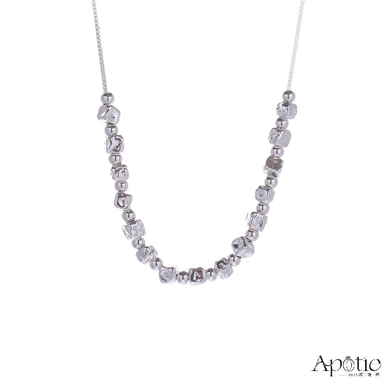 APOTIE Opti Versatile Smile Broken Silver Round Snake Bone Necklace