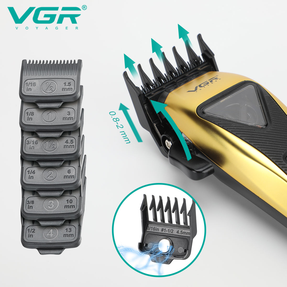 VGR Woji 015 motor external display comes with a panel gift box, professional electric clipper, USB charging gift hair clipper Item Picture