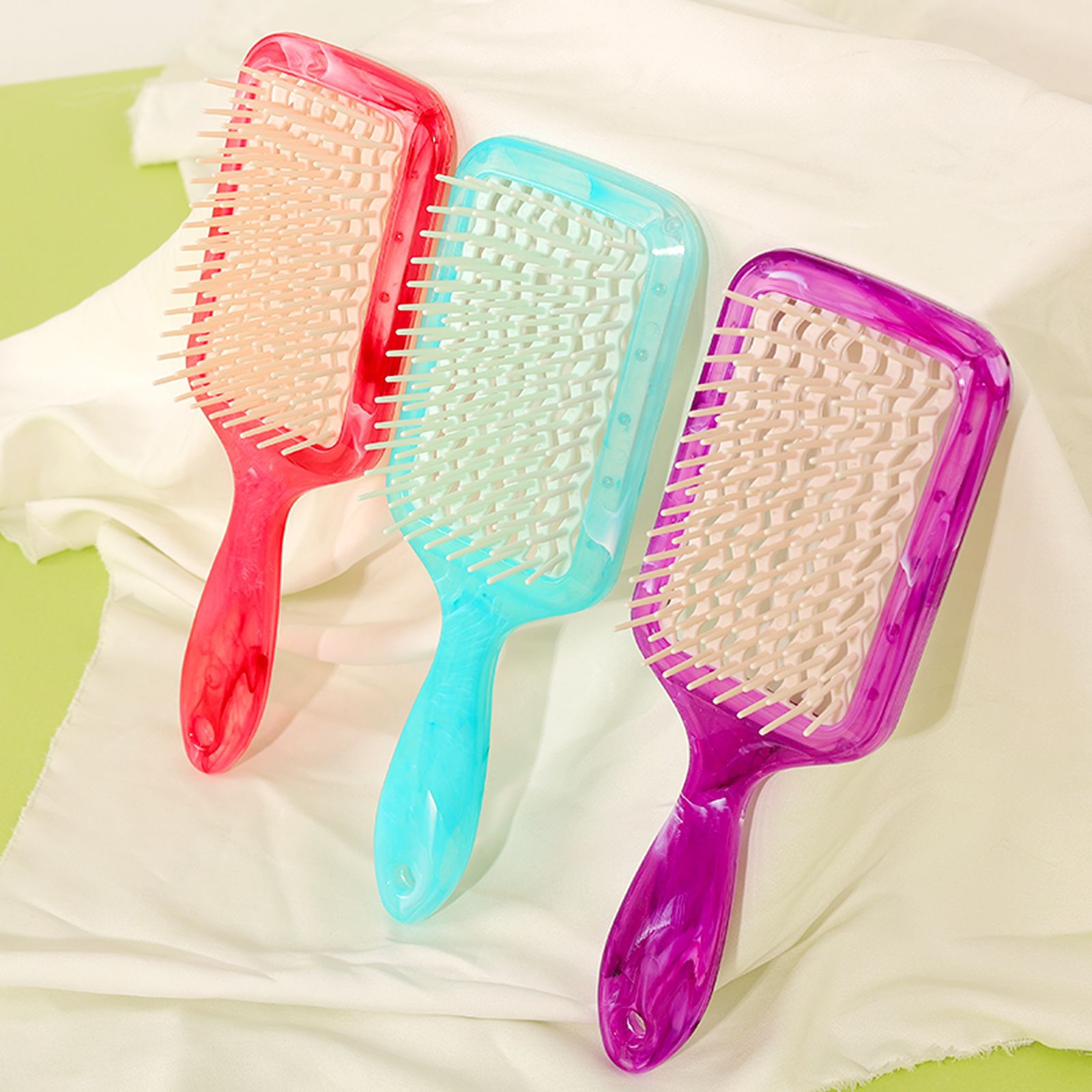 Baihe hollowed-out grid honeycomb massage comb, household dry and wet dual-purpose hair comb, square flowing rib comb