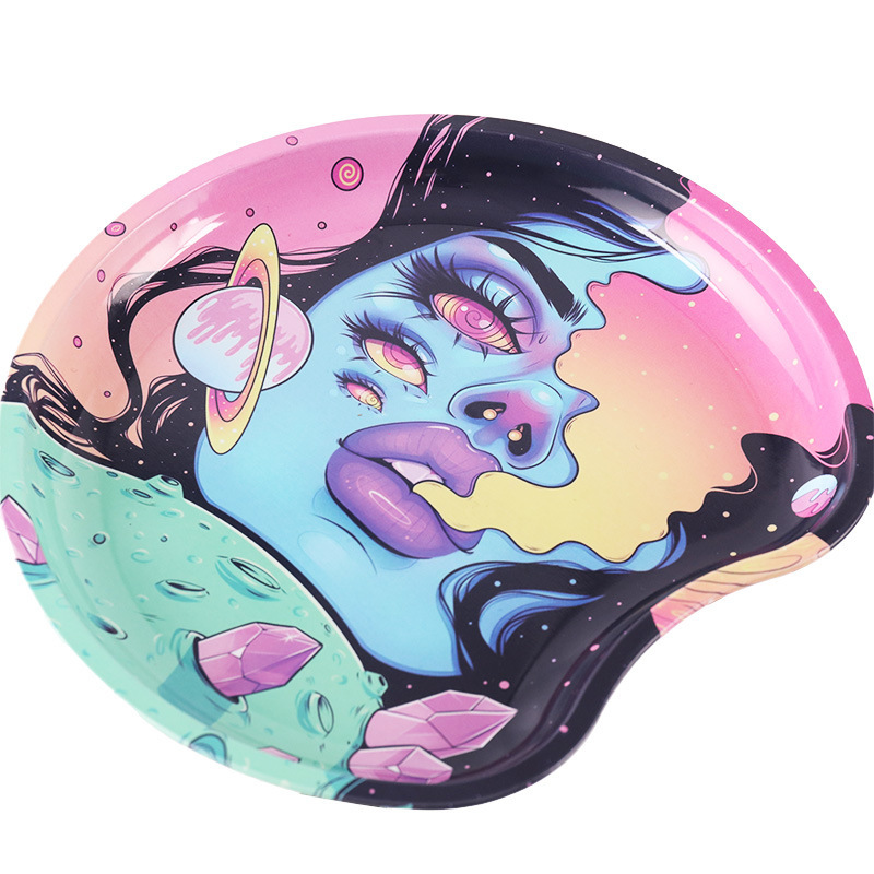 马口铁卷烟盘 cookies新造型卡通卷烟操作台圆形卷烟盘详情5