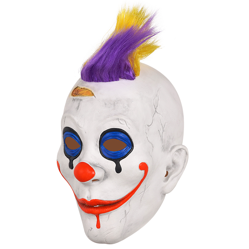 The eerie clown mask has sparked heated discussions. The colorful hairstyle and tearful makeup are extremely terrifying. It's a popular Halloween prop. Application Scenario