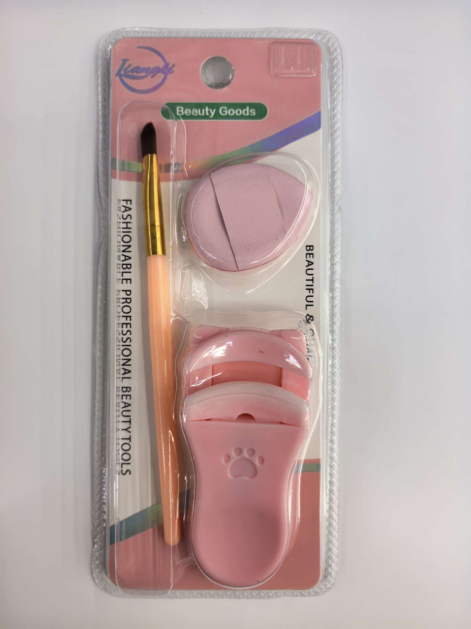 Cat paw eyelash curler finger leather flour puff makeup brush tool set details Picture