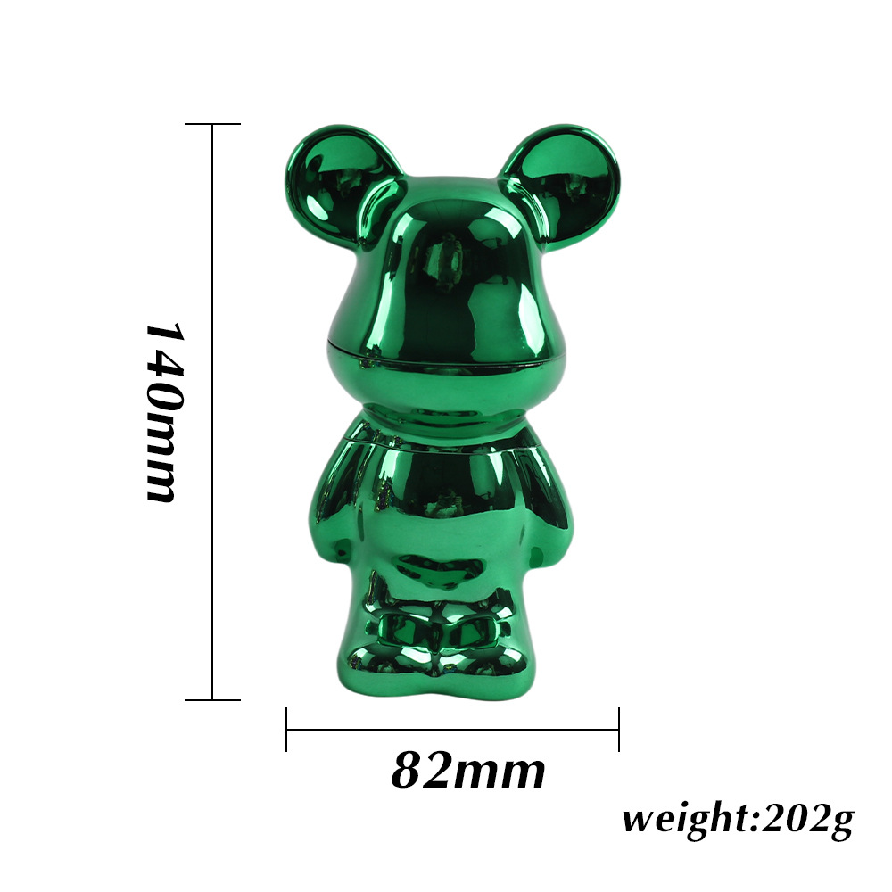 新品暴力熊金属磨烟器 4层电镀渐变色卡通小熊锌合金研磨器详情3