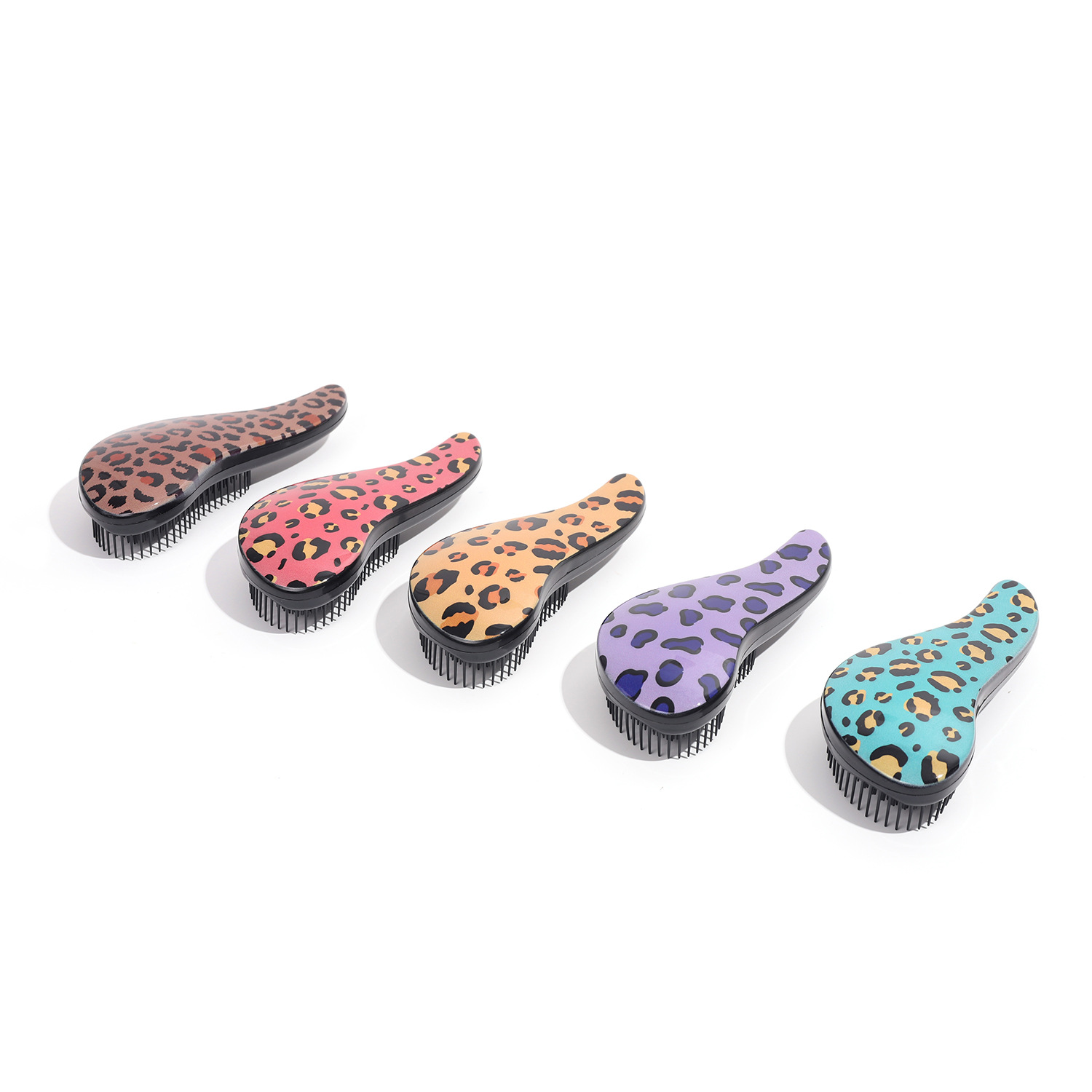 Baihe Cross-border Comb, leopard print plastic hair massage comb, dry and wet dual-purpose non-knotting comb, hair care wonder, hair smoothing comb, massage comb details Picture