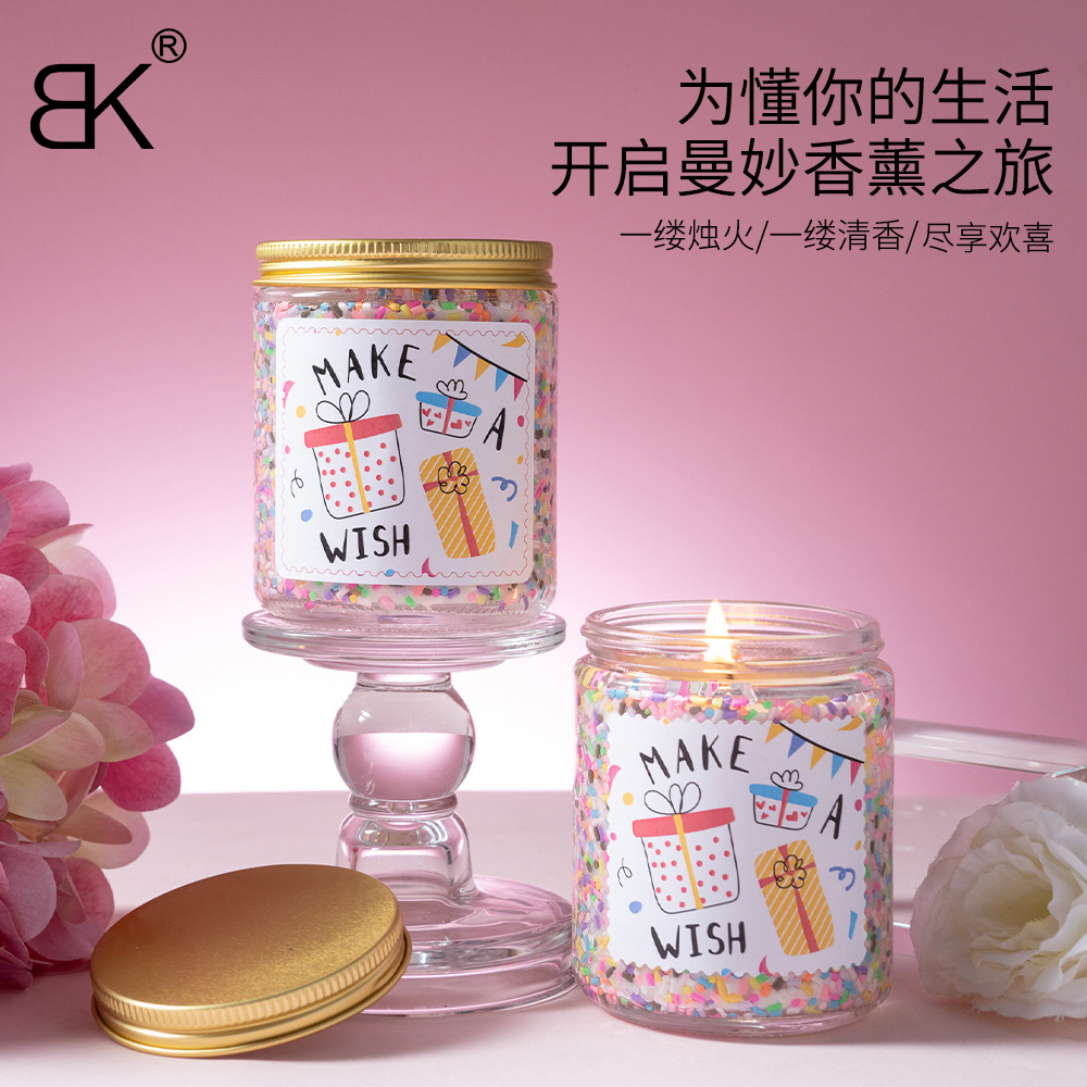 Amazon's Best-Selling Colorful Candy Granule Soy Wax Creative Birthday Gift, Souvenir, Sugar Needle Scented Candle details Picture