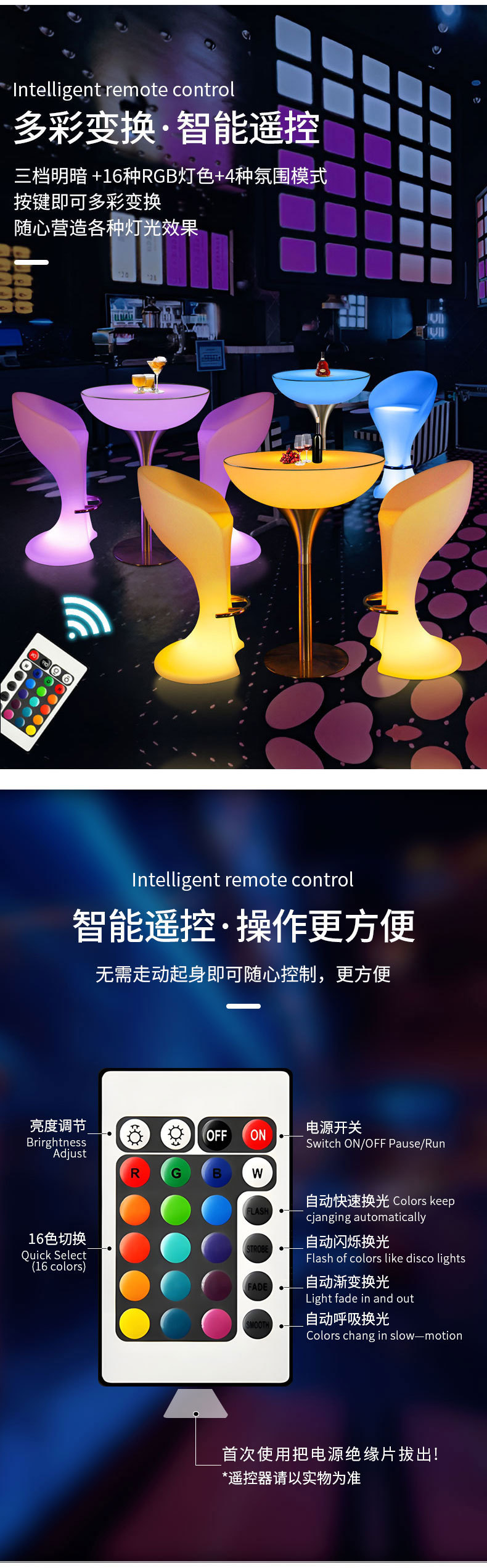 LED发光小蛮腰吧台高脚桌清吧酒吧鸡尾酒情侣吧桌户外网红吧台详情4